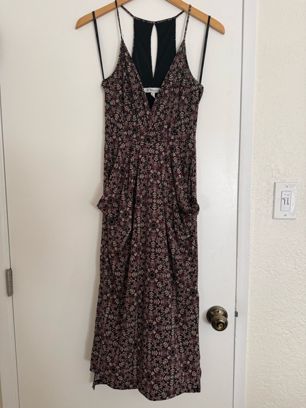 BCBGeneration Black and Burgundy Floral Maxi Dress